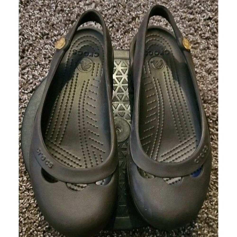 Crocs Women's Flats Jayna Slingback Ballet Black Slip On Shoes, 9